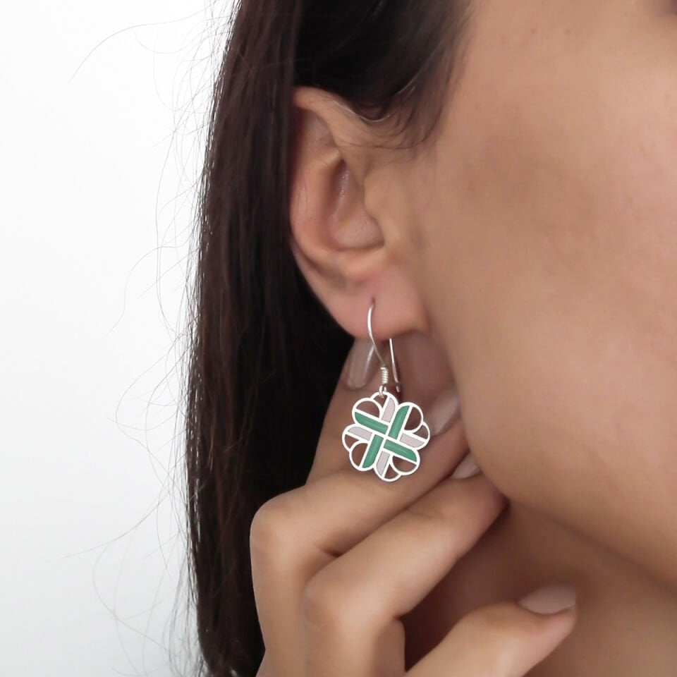 Yeşil Pembe Şans Düğümleri Küpe