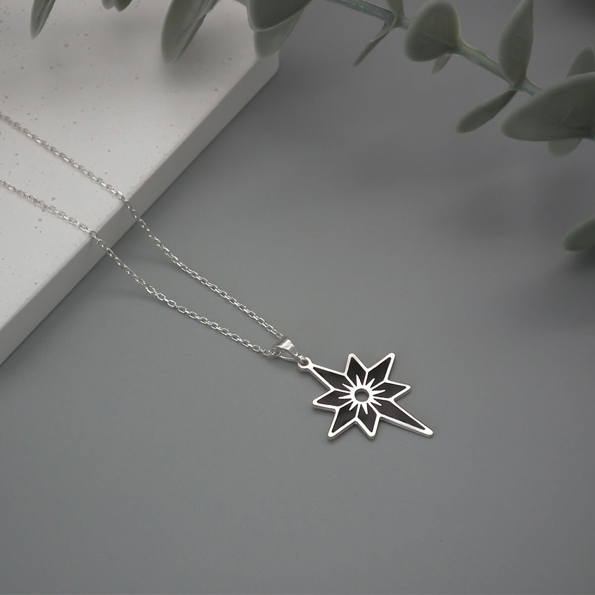 Kuzey Yıldızı Mineli Gümüş Kolye 03