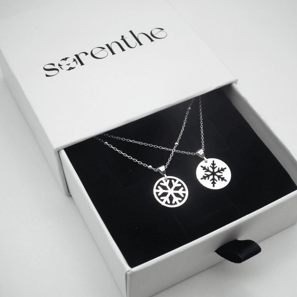 Kar Tanesi Yuvarlak Gümüş Kolye