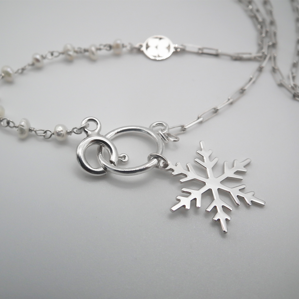 Kar Tanesi İnci Gümüş Kolye