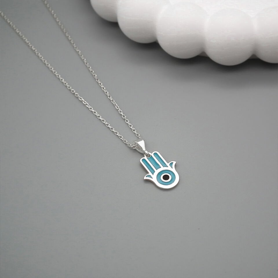 Firuze Hamsa Gümüş Kolye