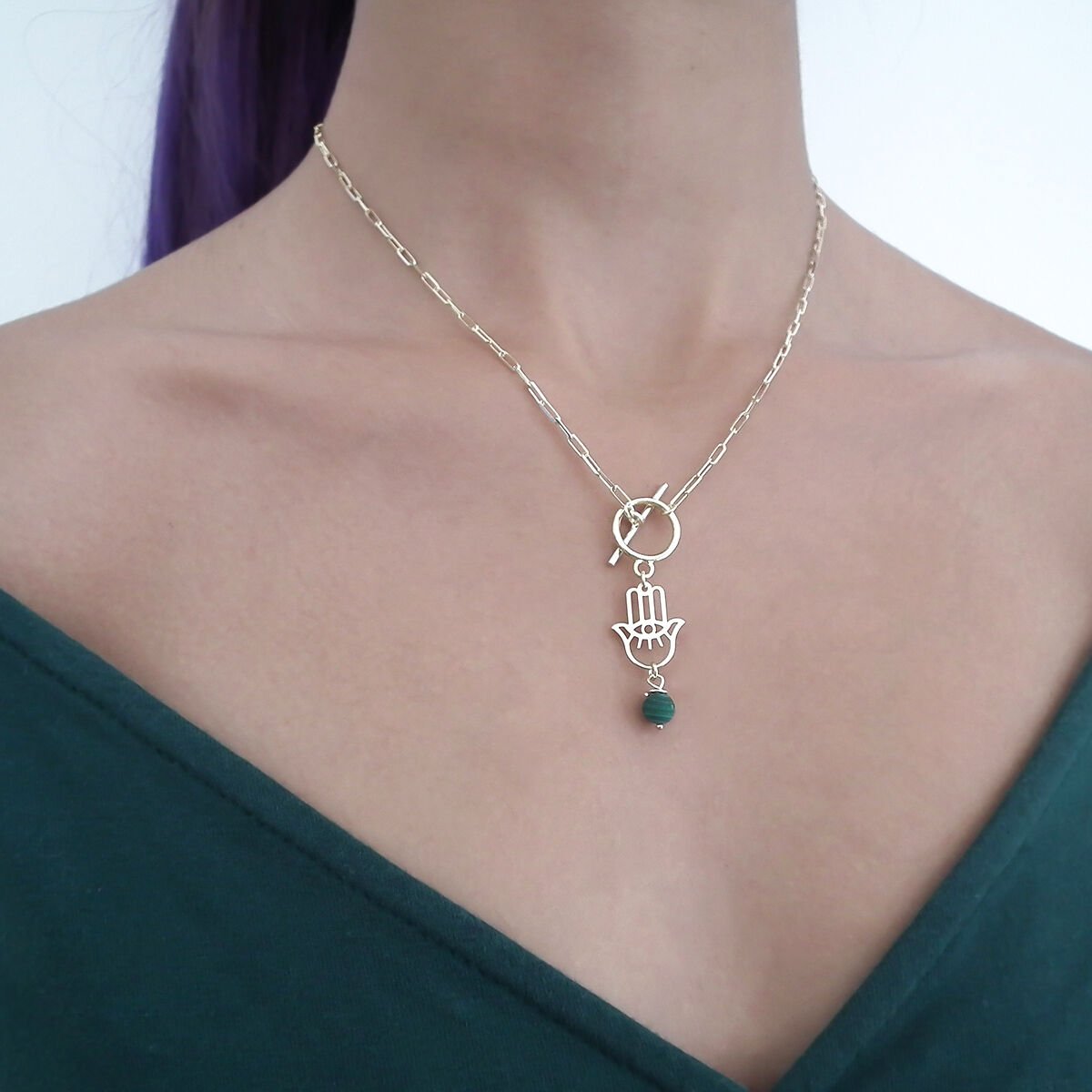 Malakit Hamsa Kolye