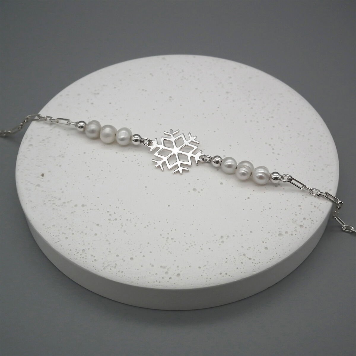 Kar Tanesi İnci Gümüş Bileklik