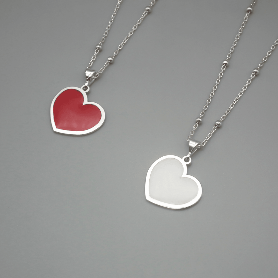 Mineli Kalp Gümüş Kolye