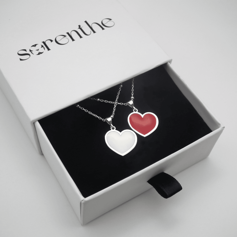 Mineli Kalp Gümüş Kolye