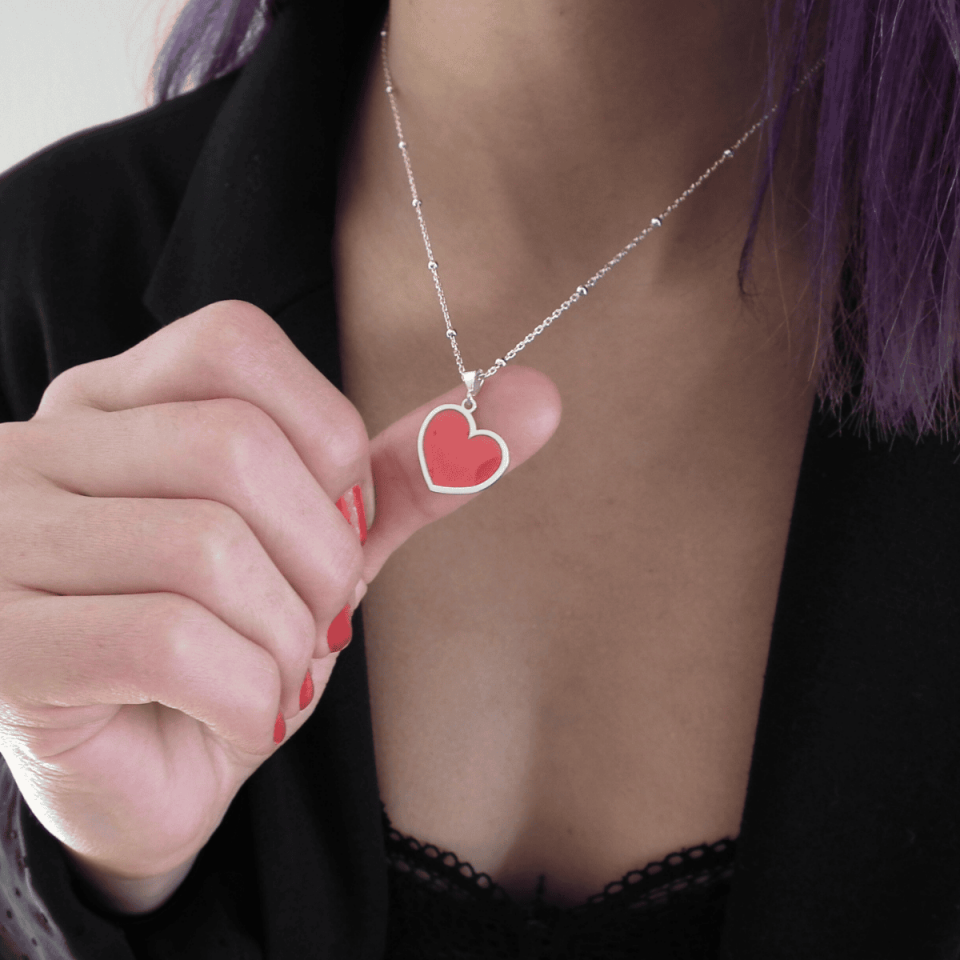 Mineli Kalp Gümüş Kolye